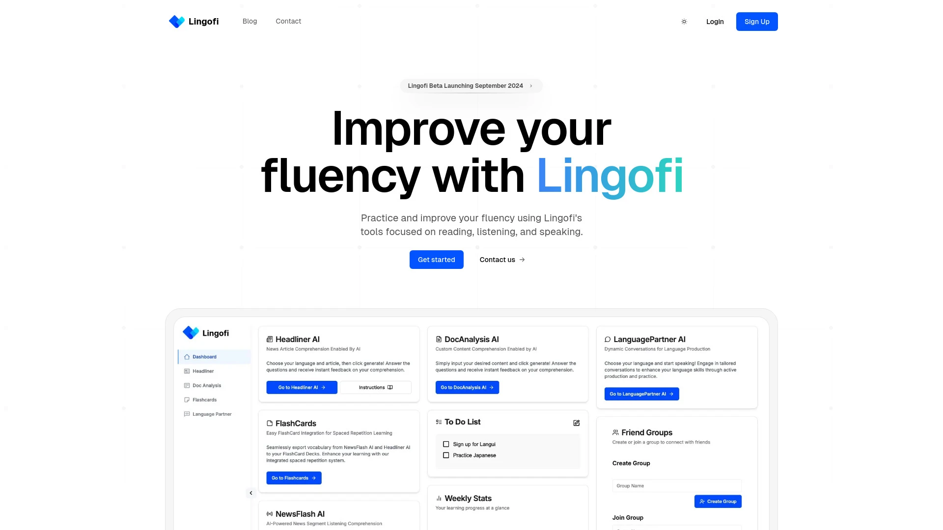 Lingofi website preview