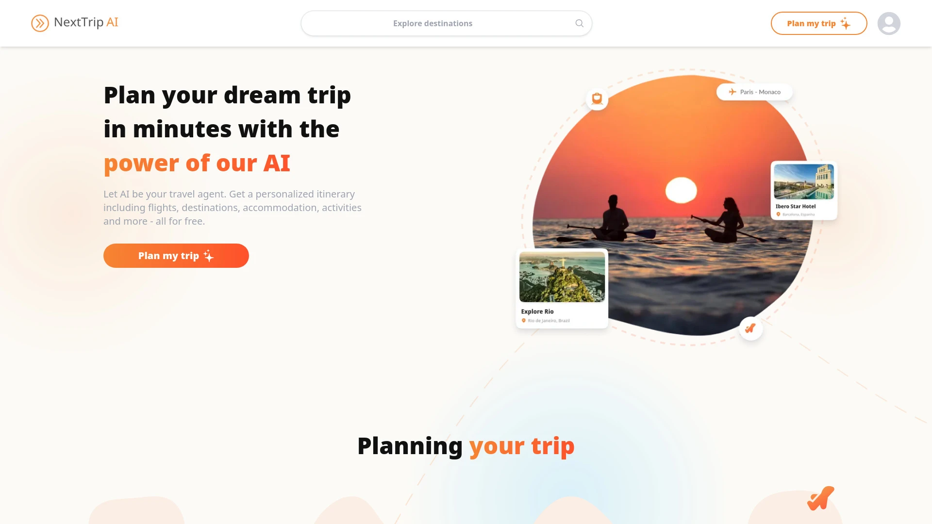 Next Trip AI website preview