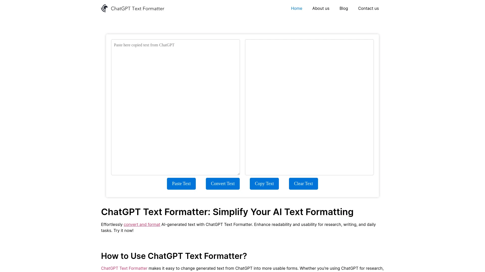 ChatGPT Text Formatter website preview