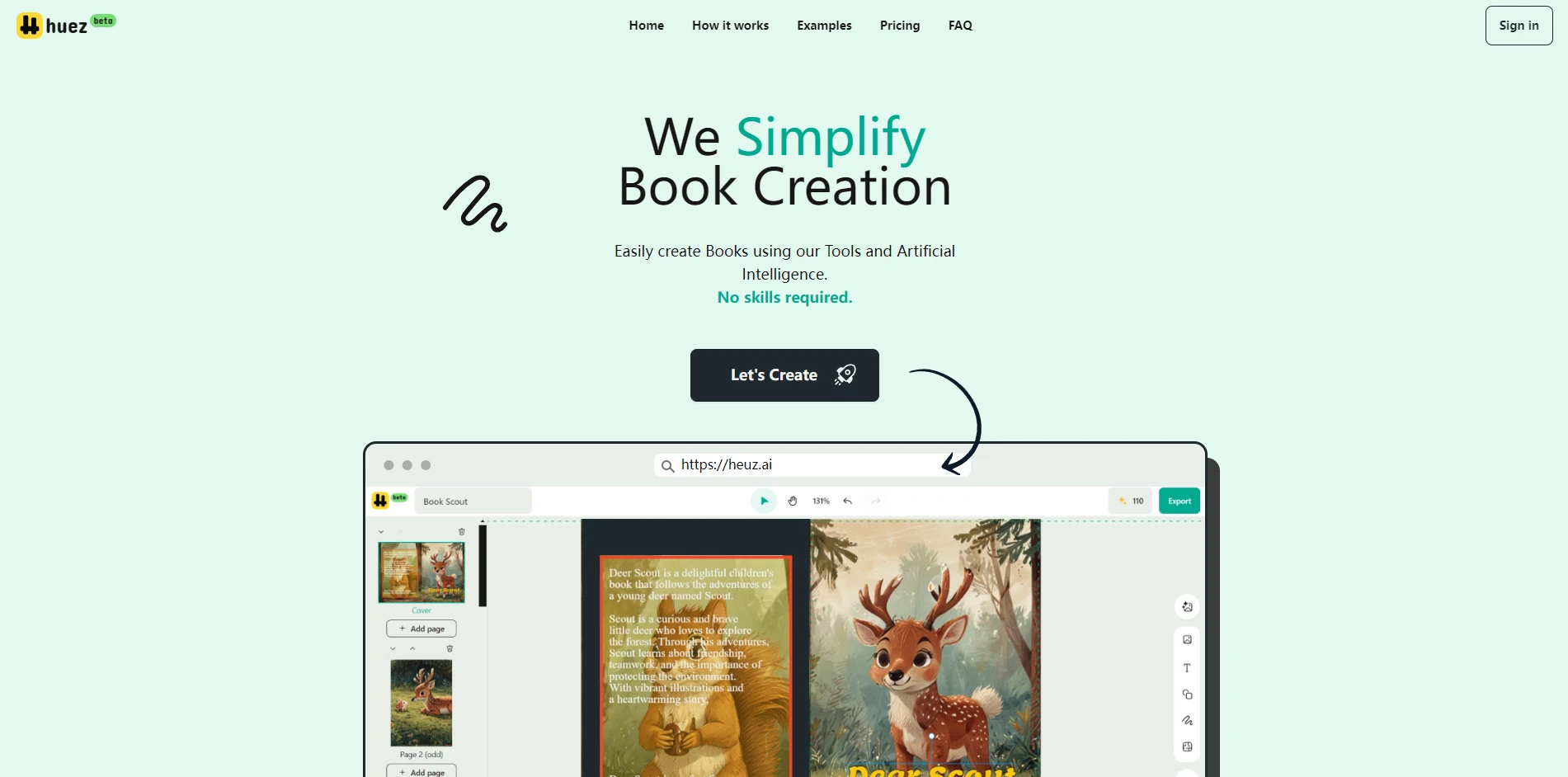 Illustrated Book Creator website preview