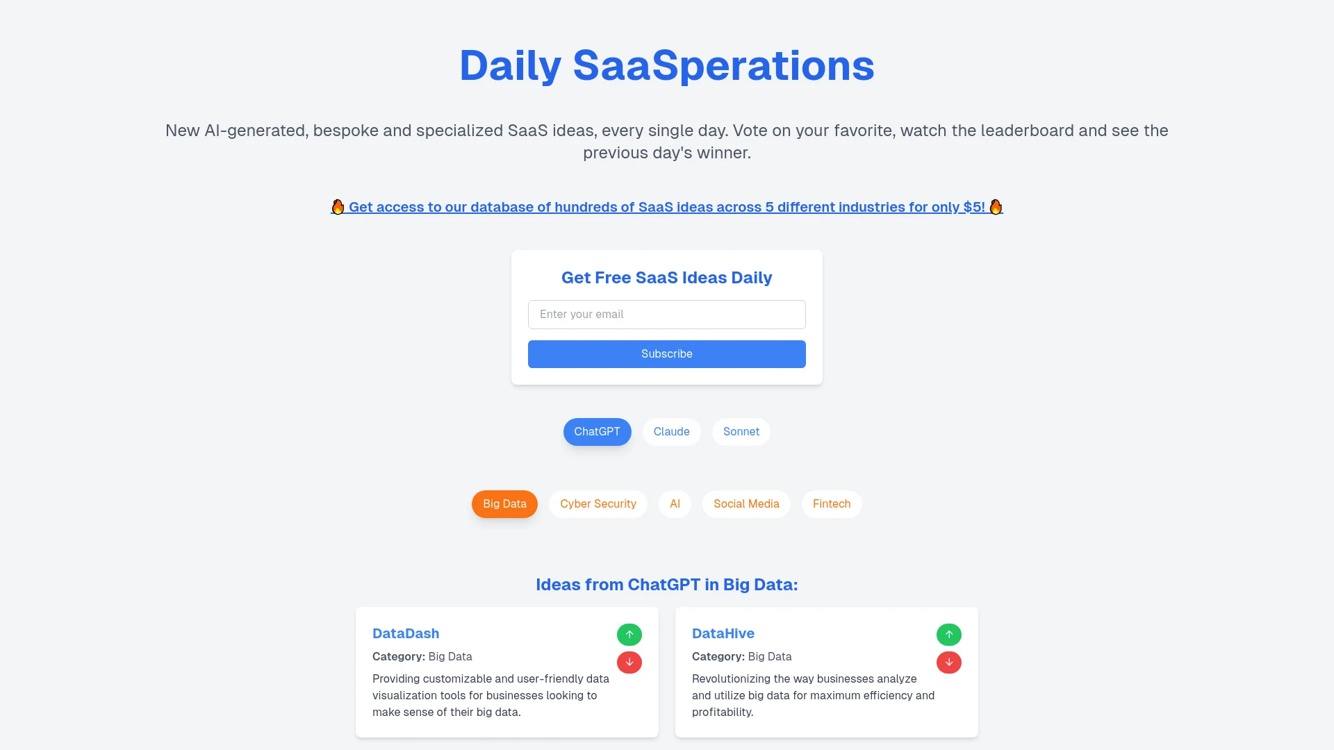 Daily SaaSpiration website preview