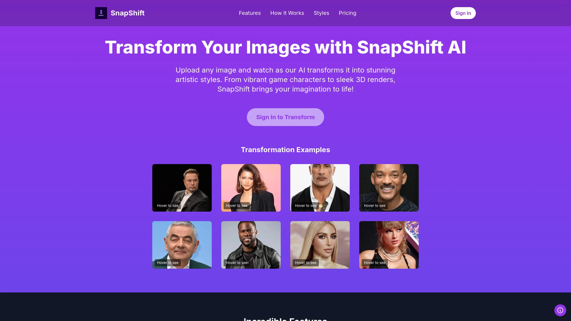 SnapShift website preview