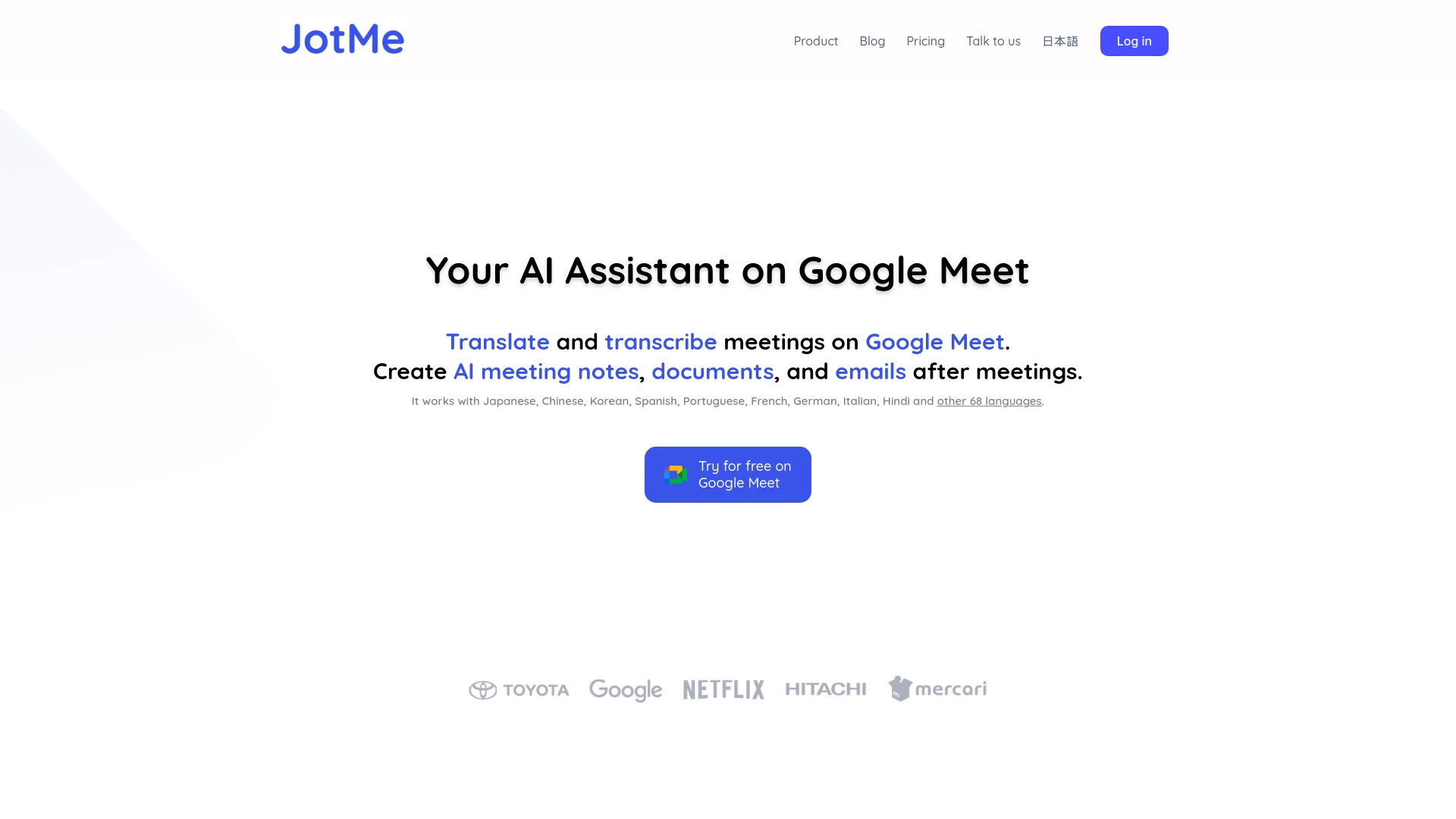 JotMe website preview