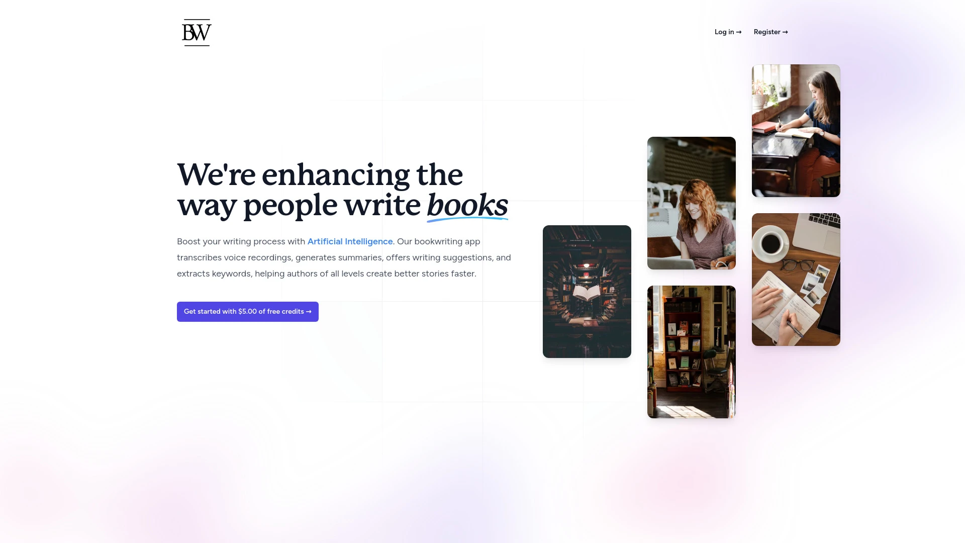 Bookwriter website preview