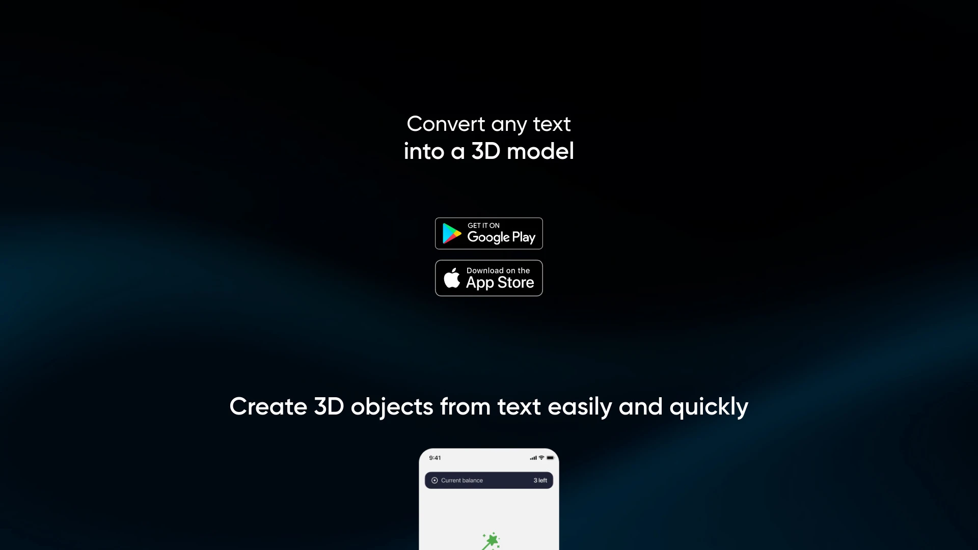 TextTo3D website preview