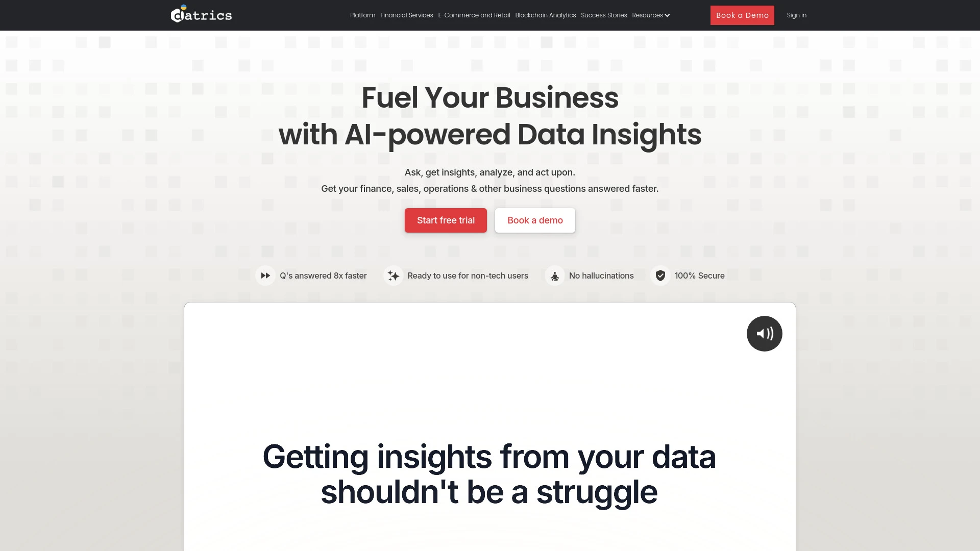 Datrics AI Data Analyst website preview