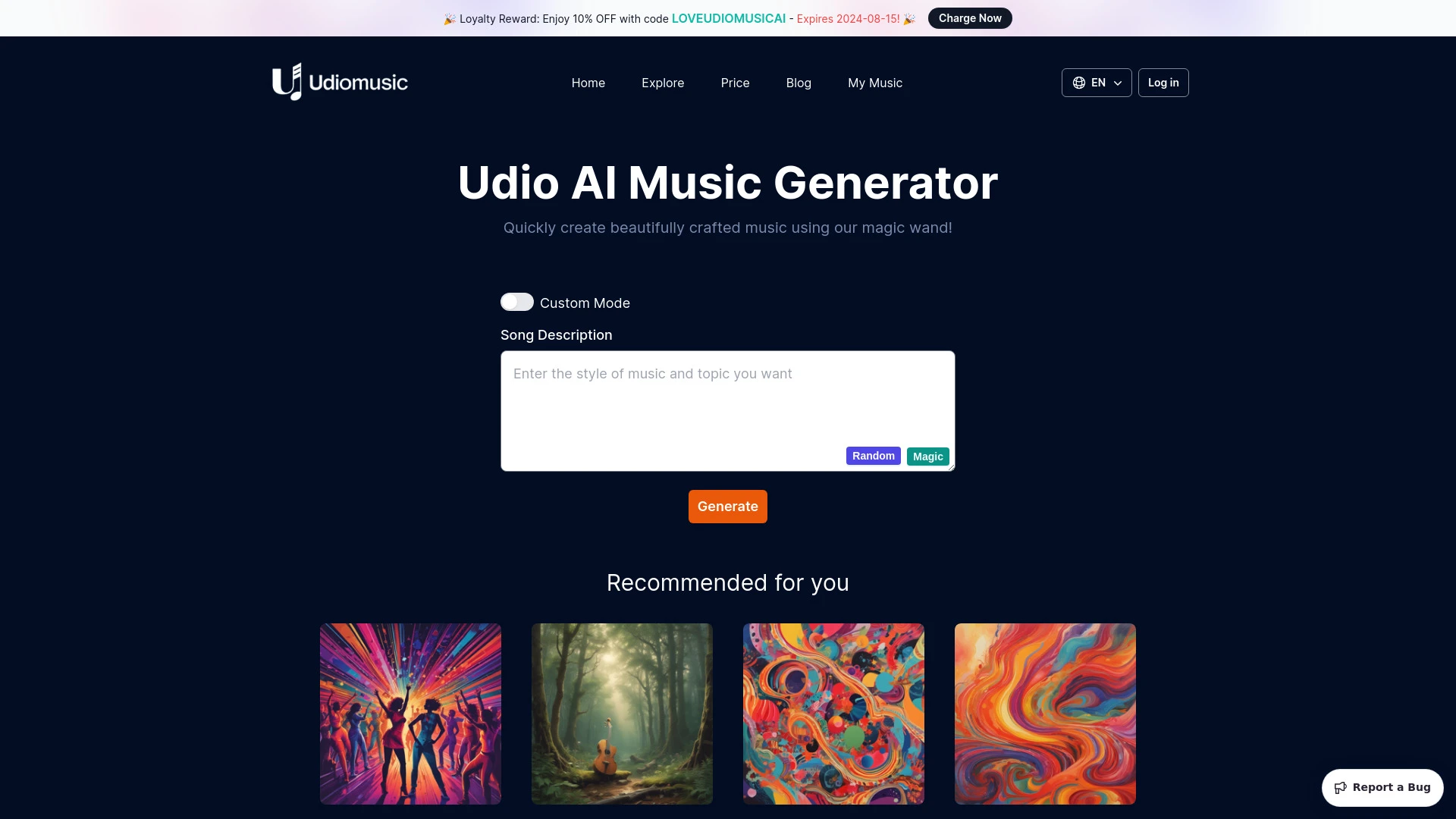 UdioMusic AI website preview