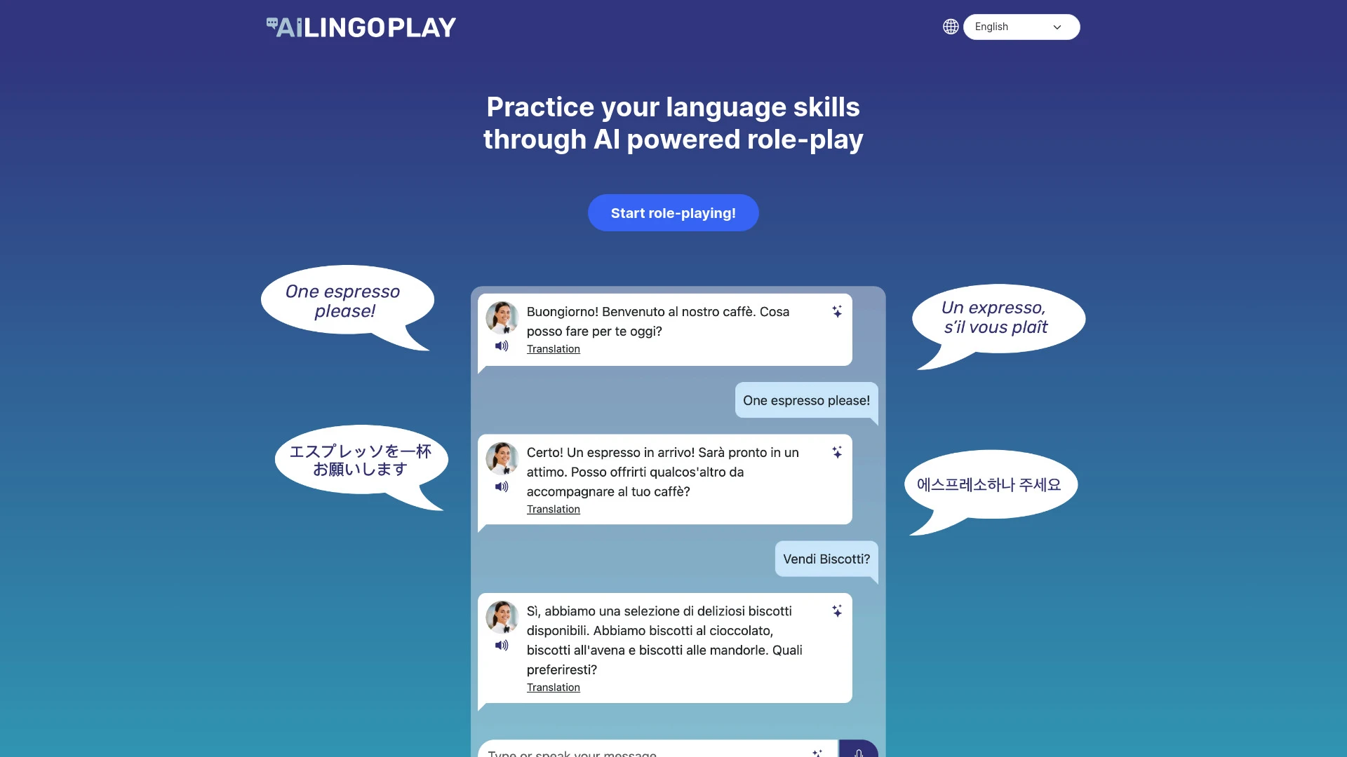 AI Lingo Play website preview