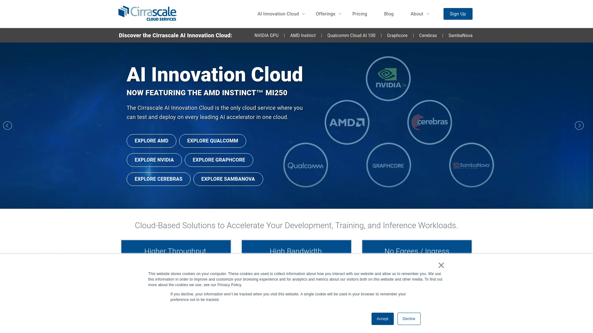 Cirrascale Cloud Services website preview