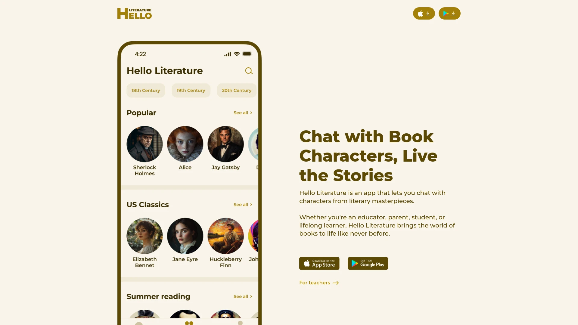 Hello Literature website preview