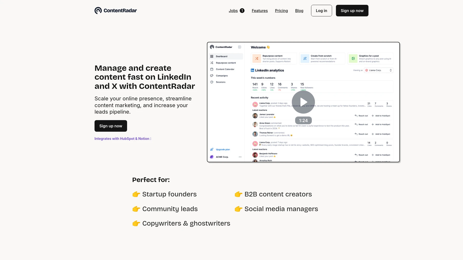 ContentRadar website preview