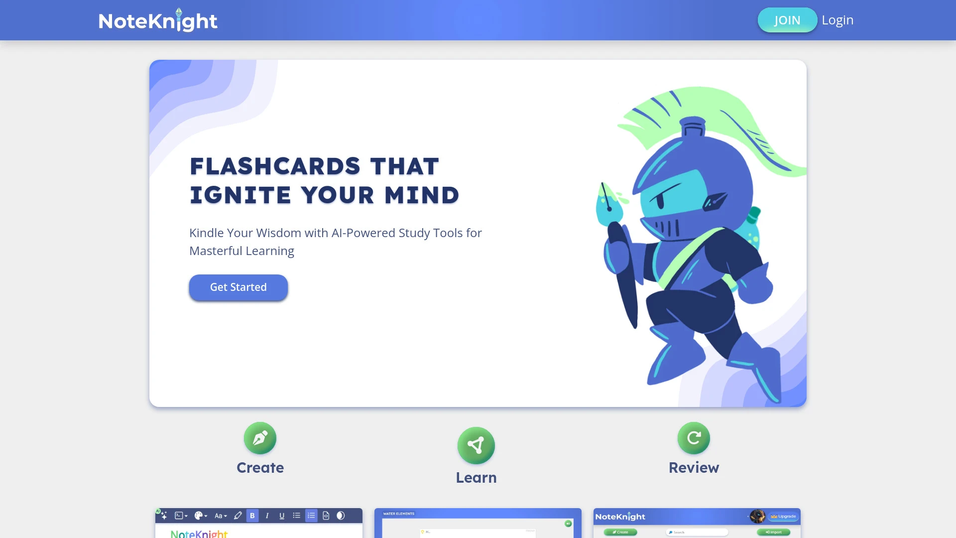 AI Flashcard Maker | NoteKnight website preview