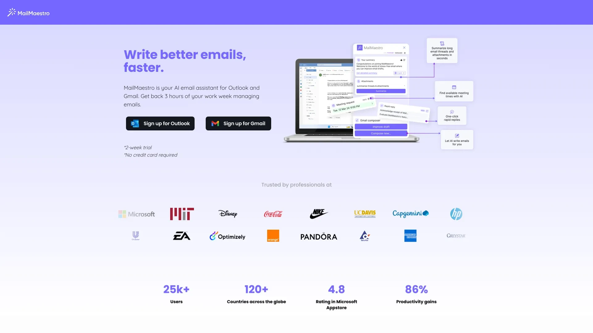 MailMaestro website preview