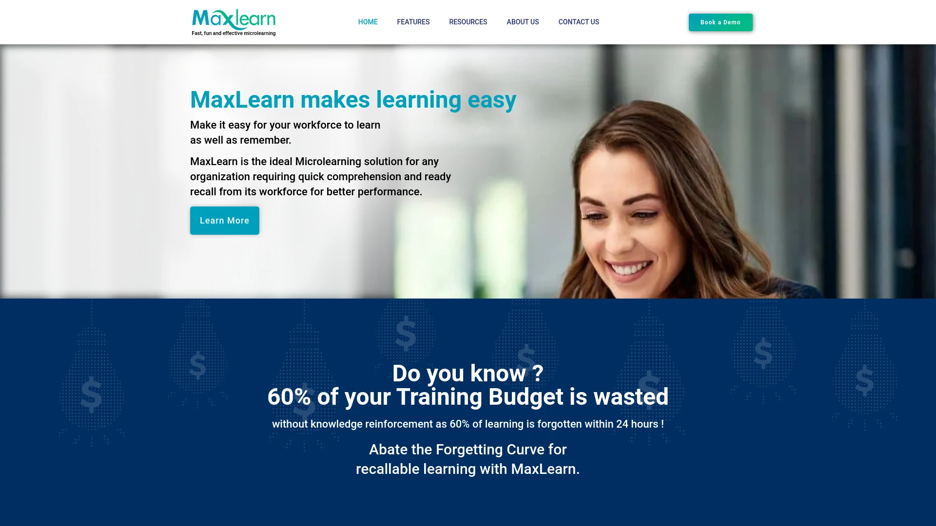 MaxLearn Microlearning Platform website preview