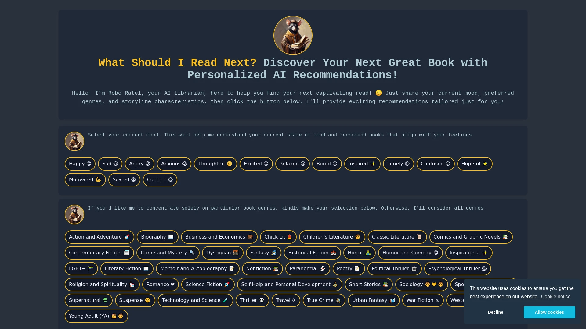 Smart Book Recommendations website preview