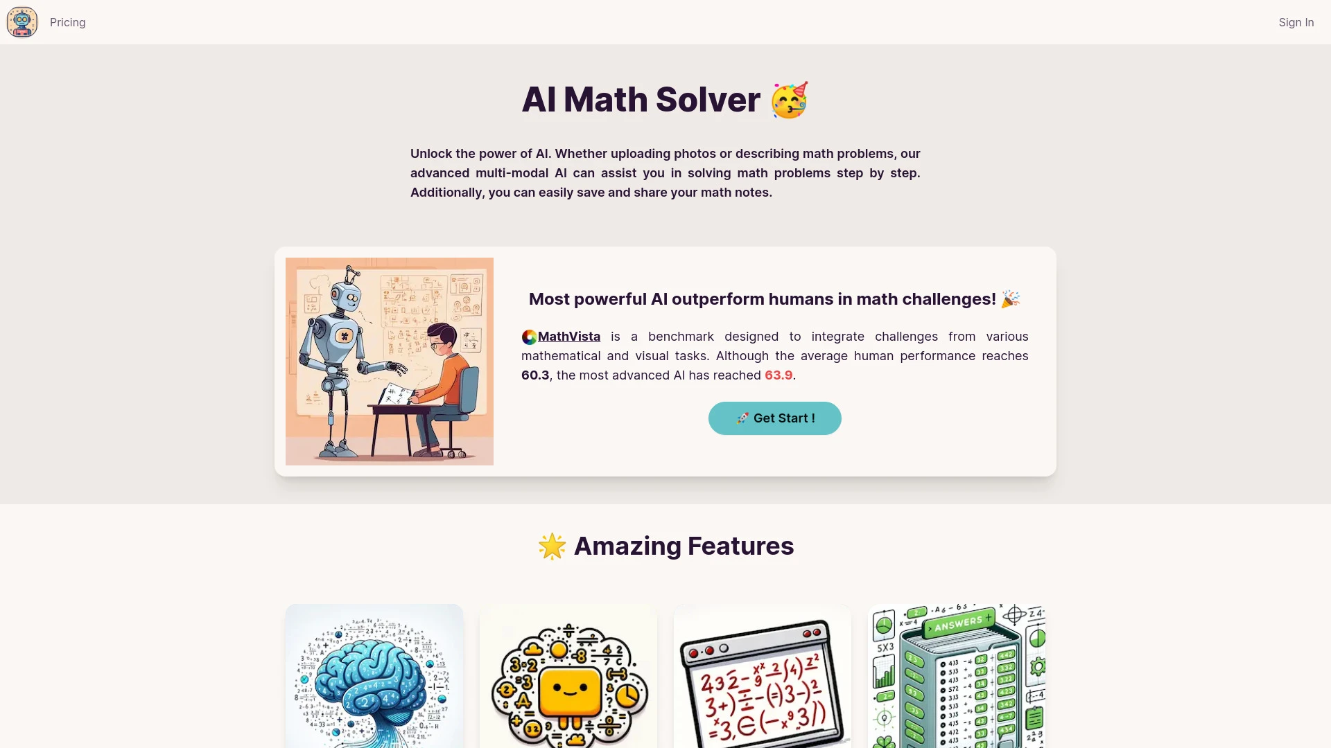 AI Math Solver website preview