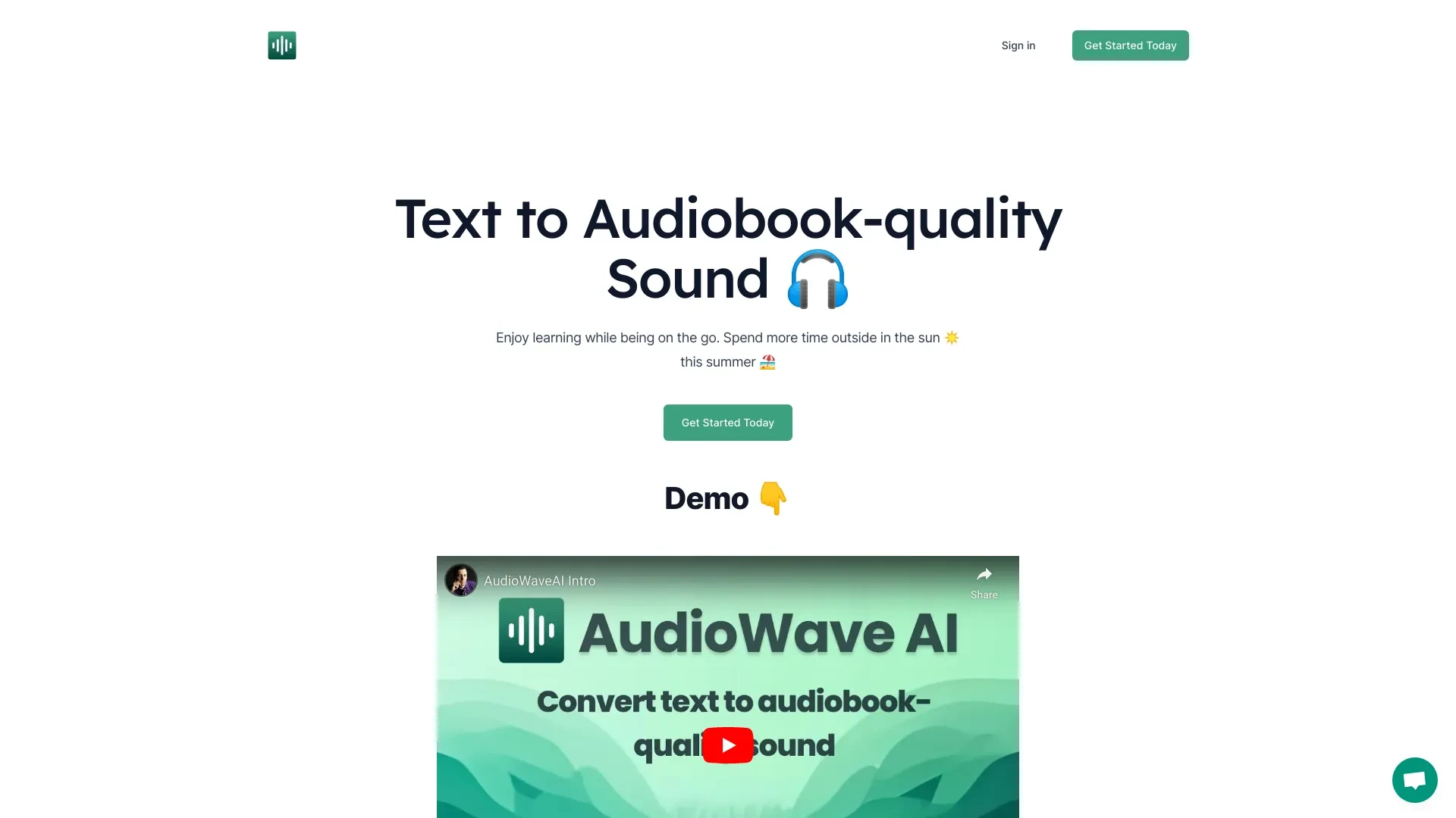 AudioWaveAI website preview