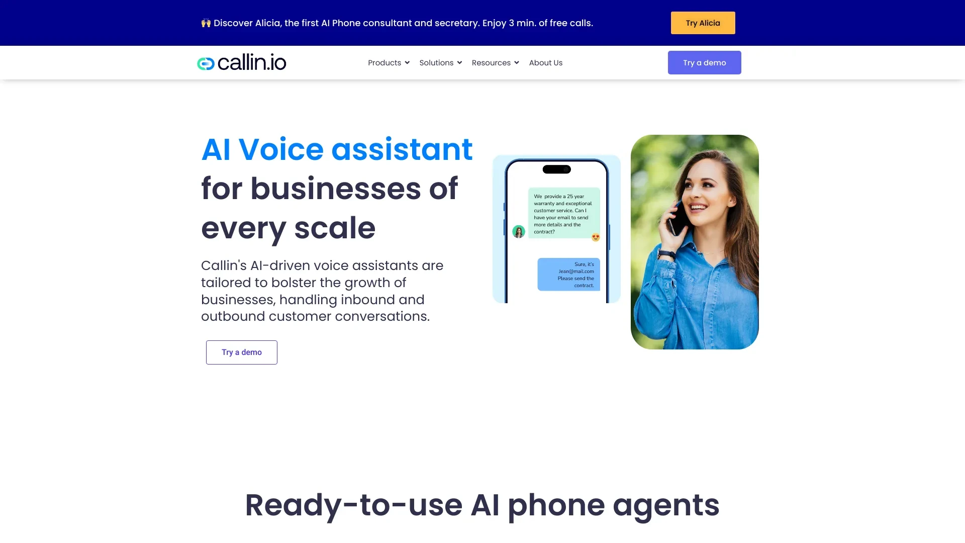 Callin.io website preview