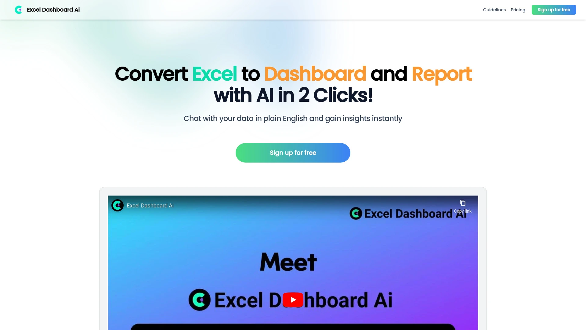 ExcelDashboard AI website preview