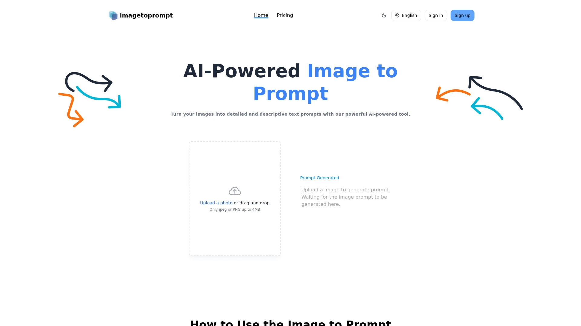 Image to Prompt AI website preview