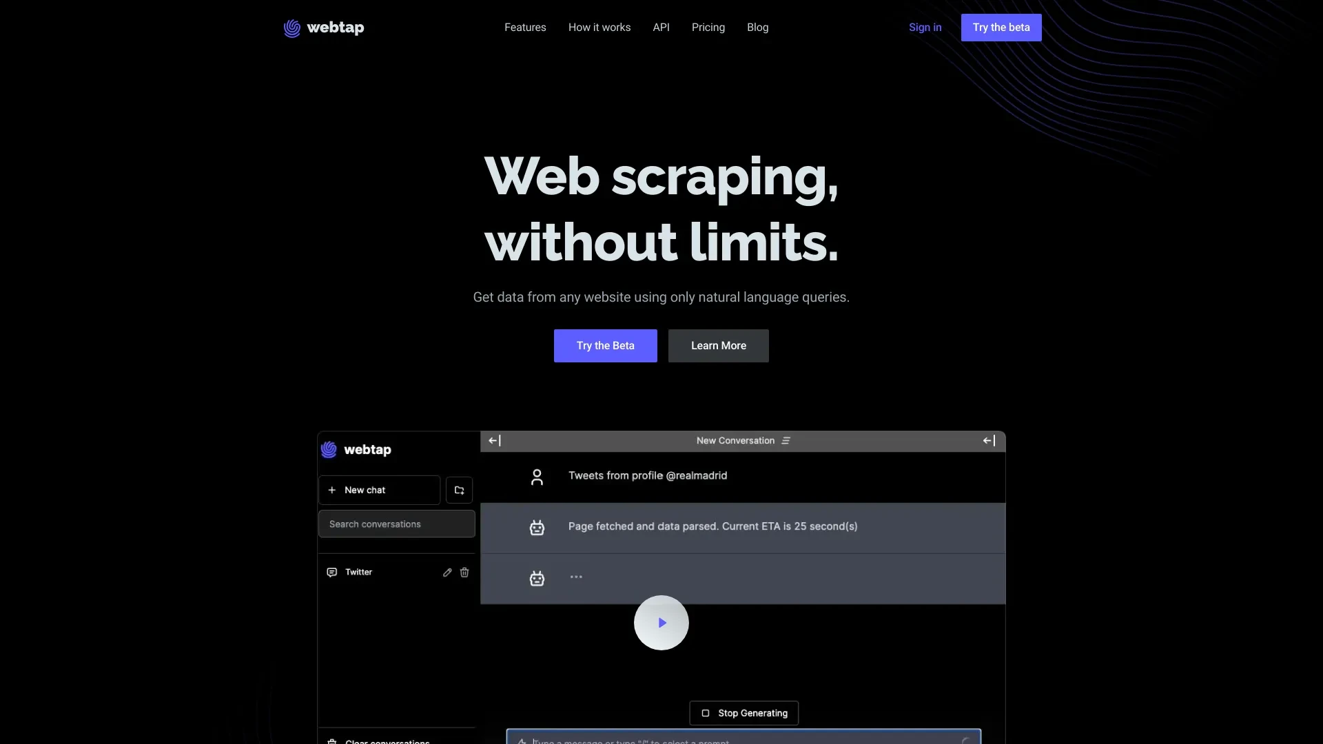 Webtap.ai website preview