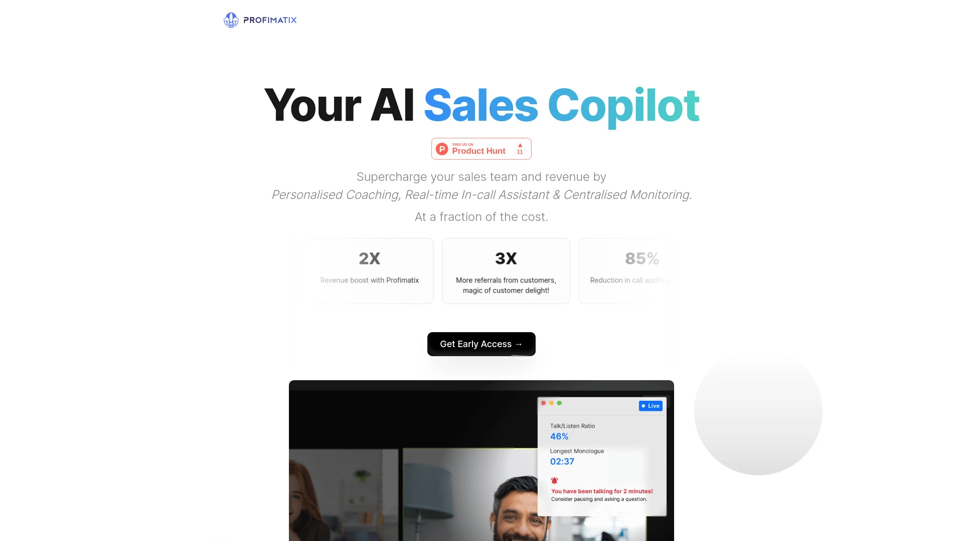 Profimatix- AI Sales Copilot website preview