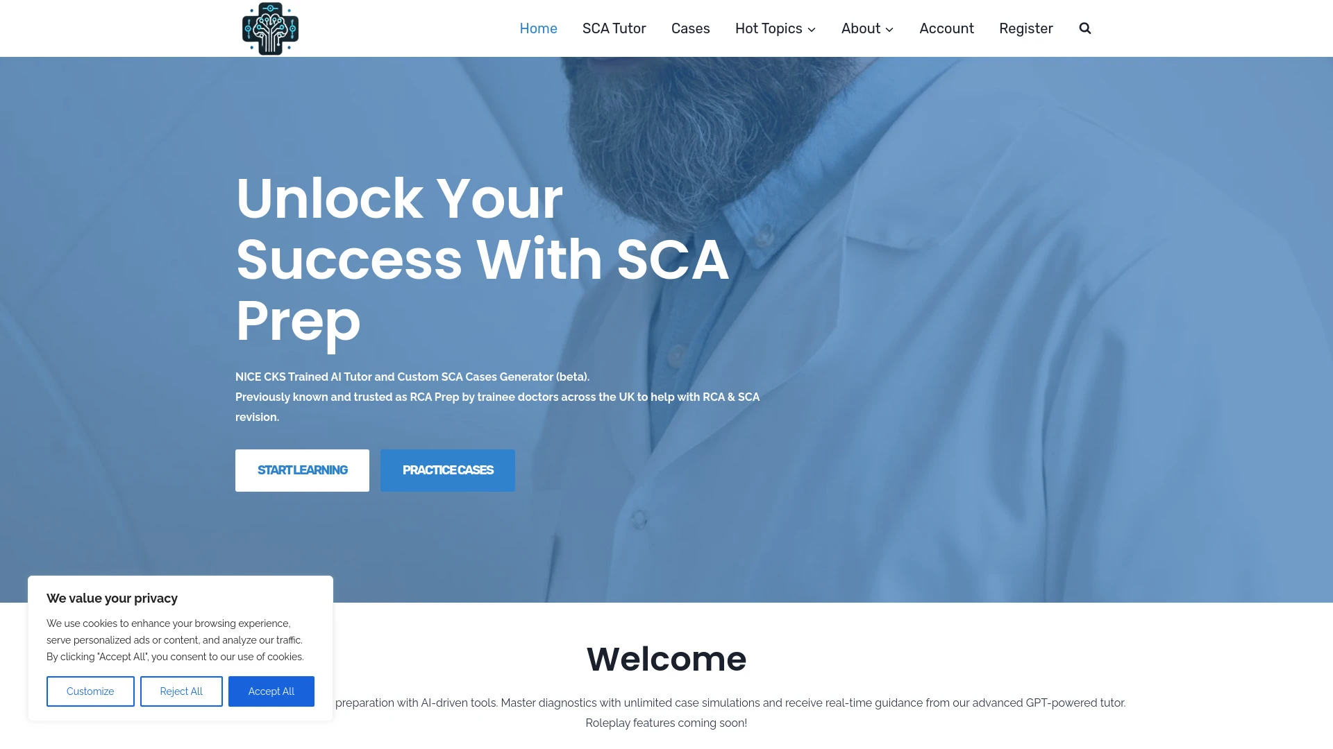 SCA Prep AI Tutor website preview