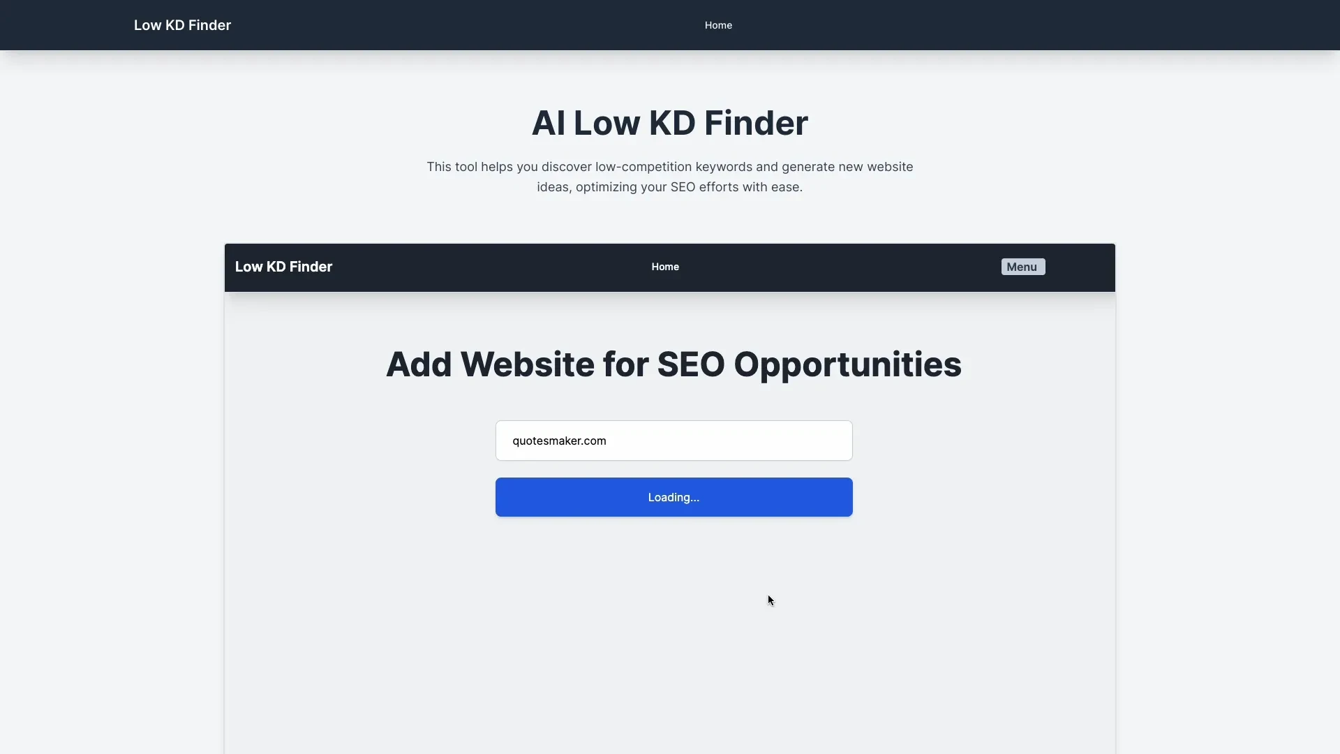 LowKDFinder website preview