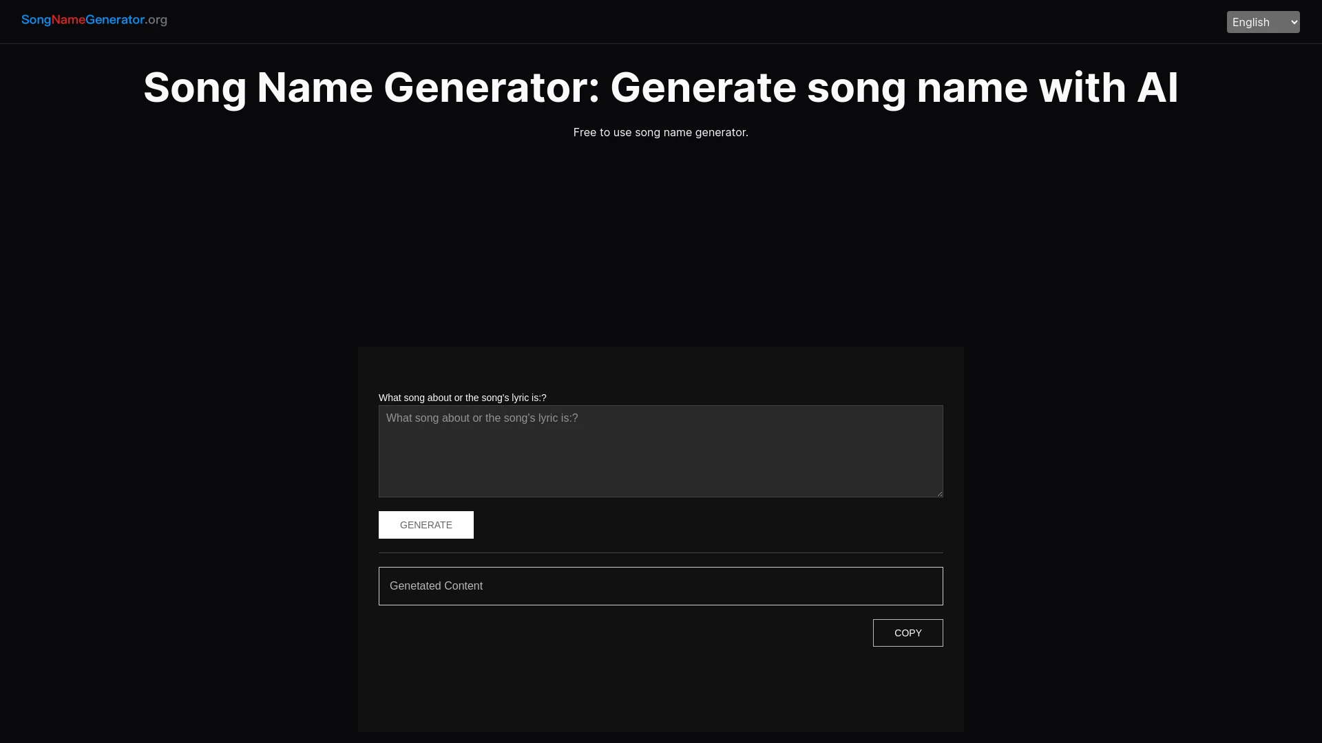 Song Name Generator website preview