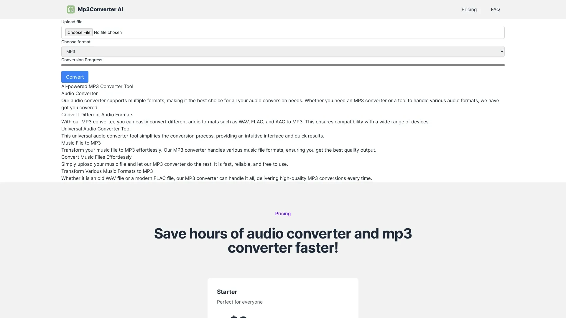 Mp3Converter AI website preview