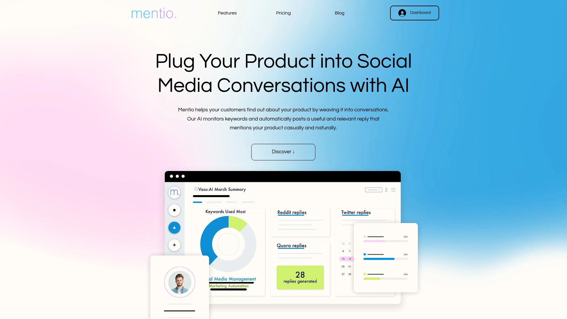 Mentio website preview