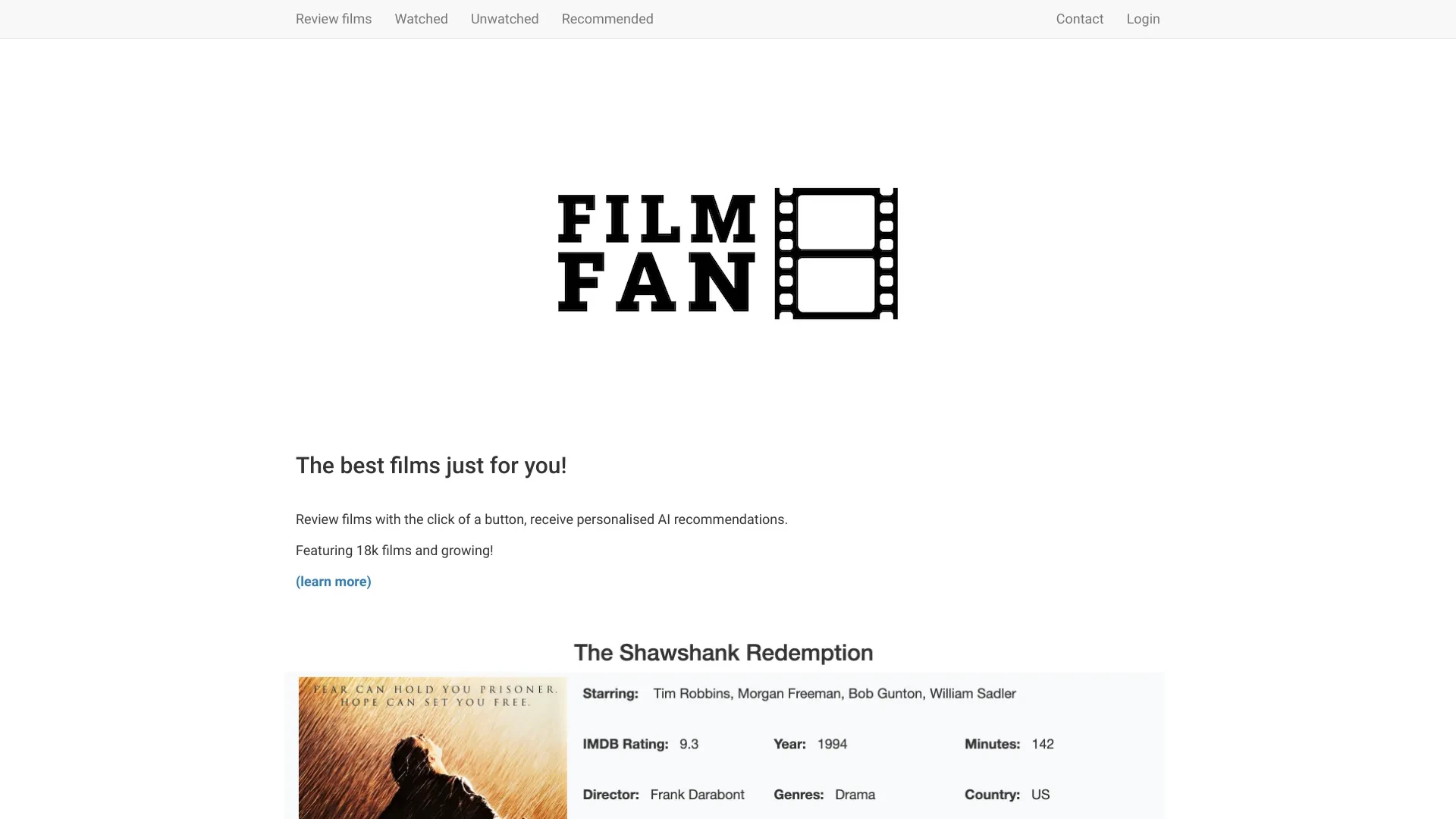 FilmFan website preview