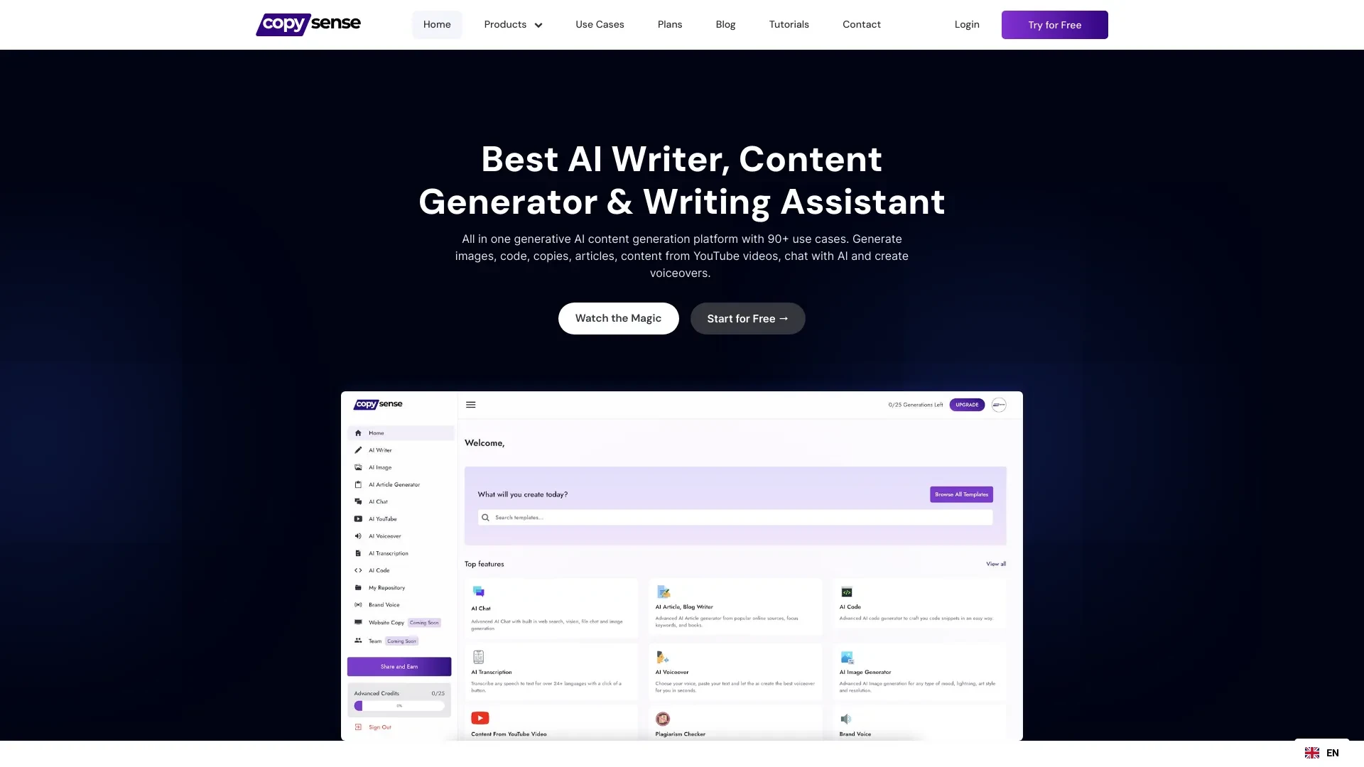 Copysense AI website preview