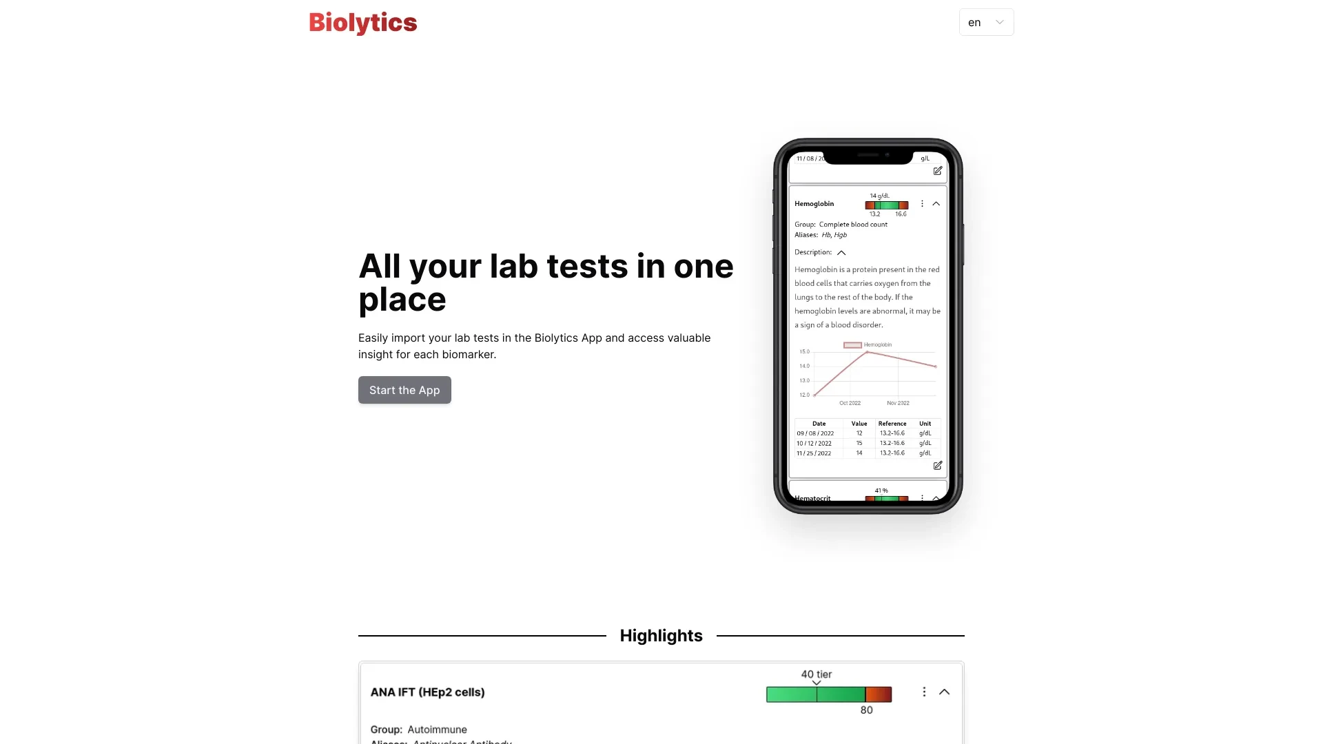 Biolytics website preview