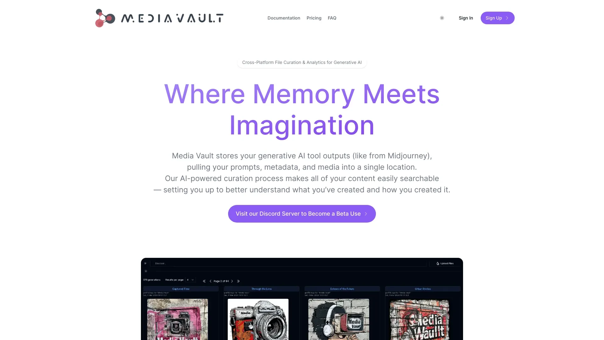 Media Vault AI website preview