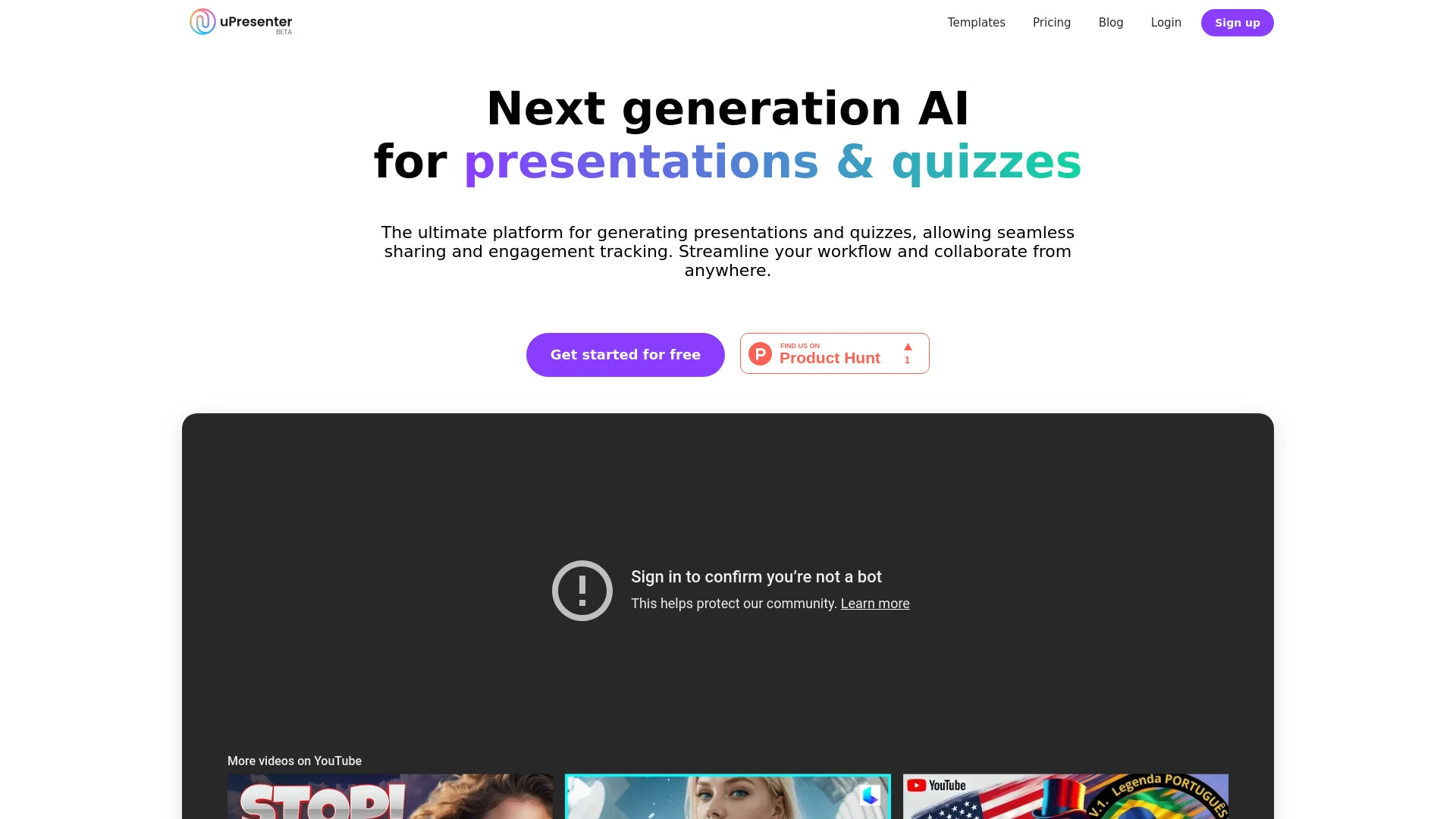 uPresenter website preview