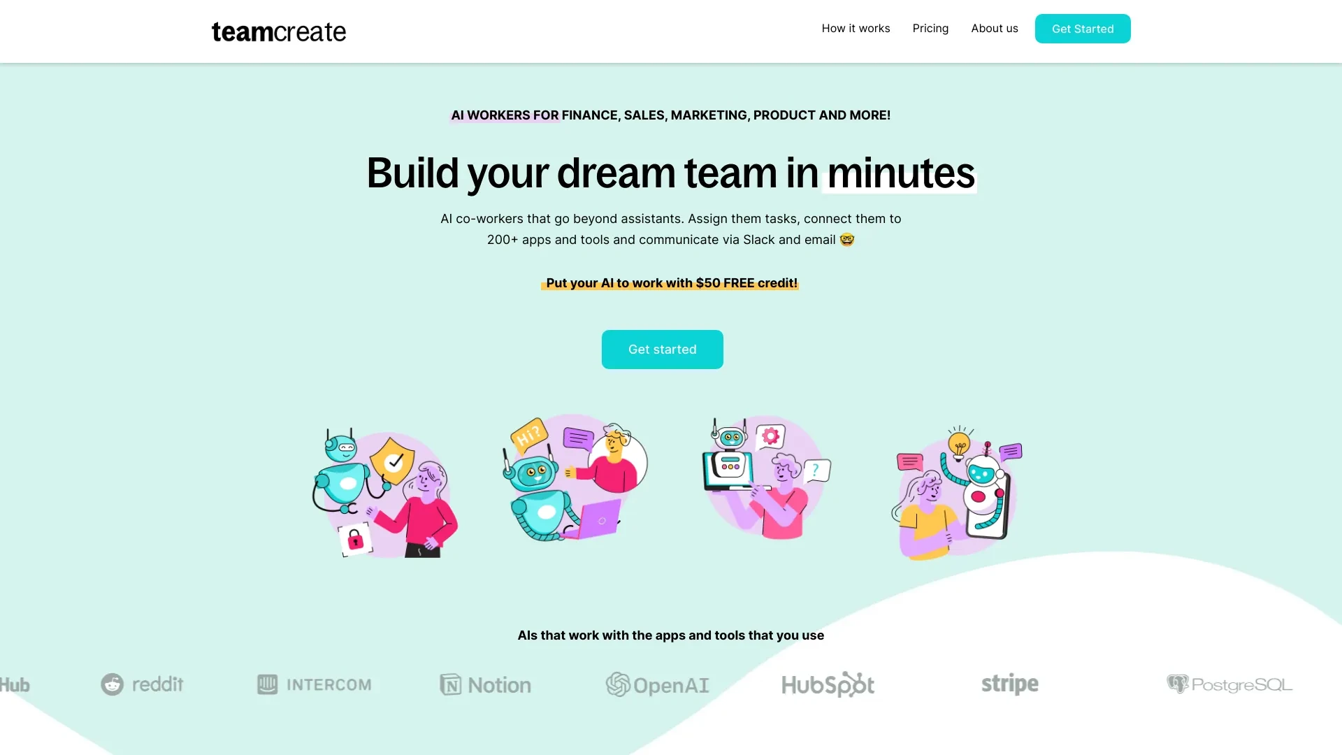 TeamCreate AI website preview