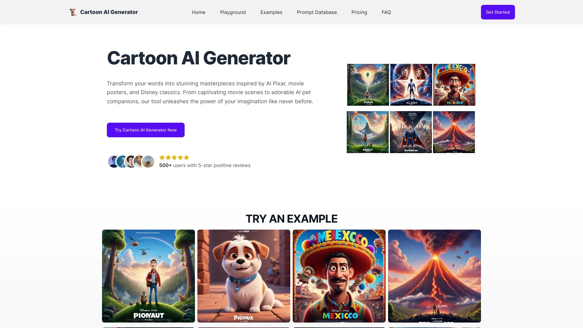 Cartoon AI Generator website preview