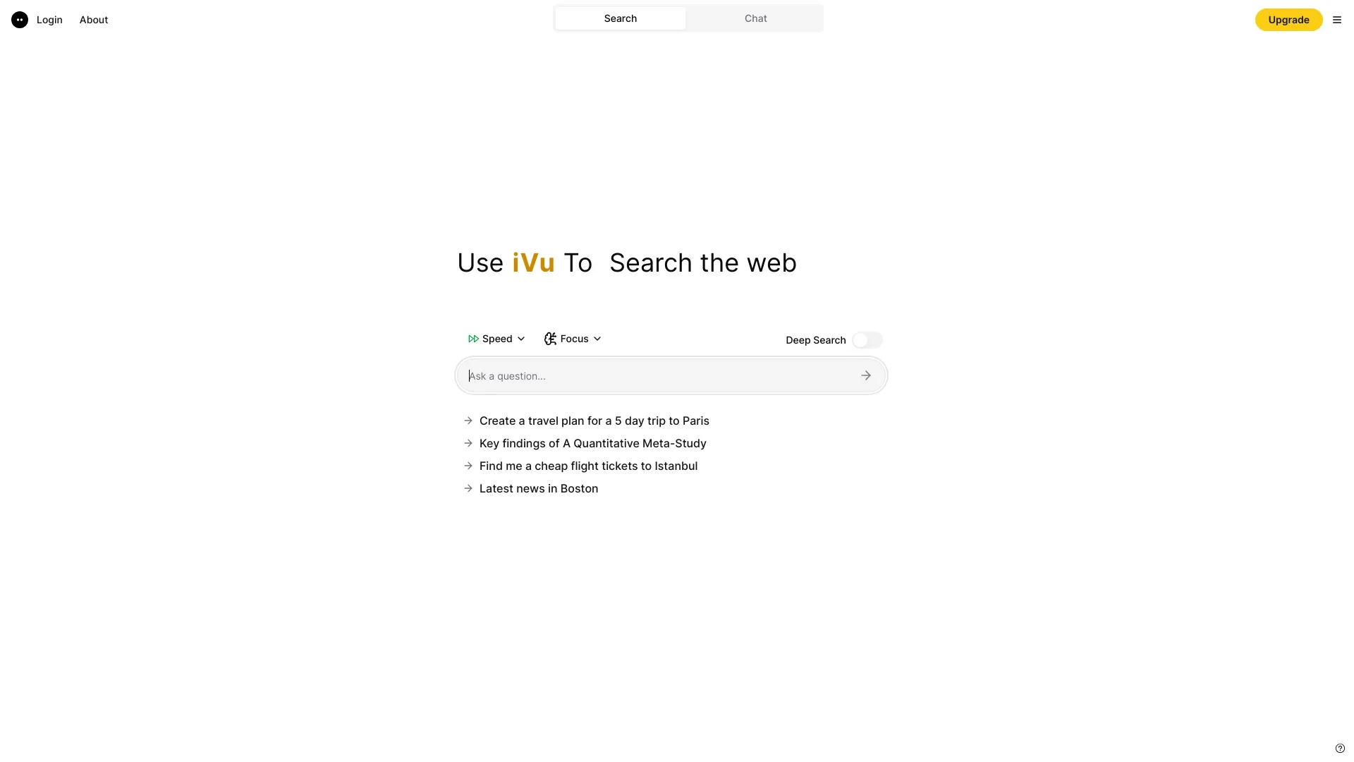 iVu Ai-Powered Conversational Search Engine website preview