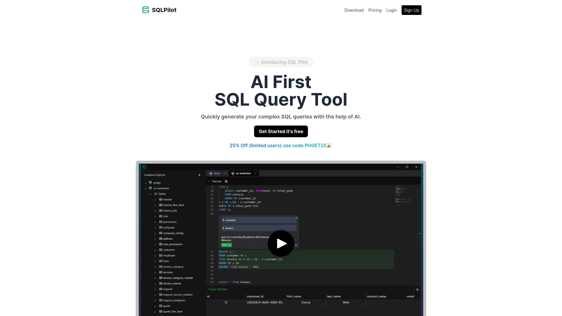 SQLPilot website preview