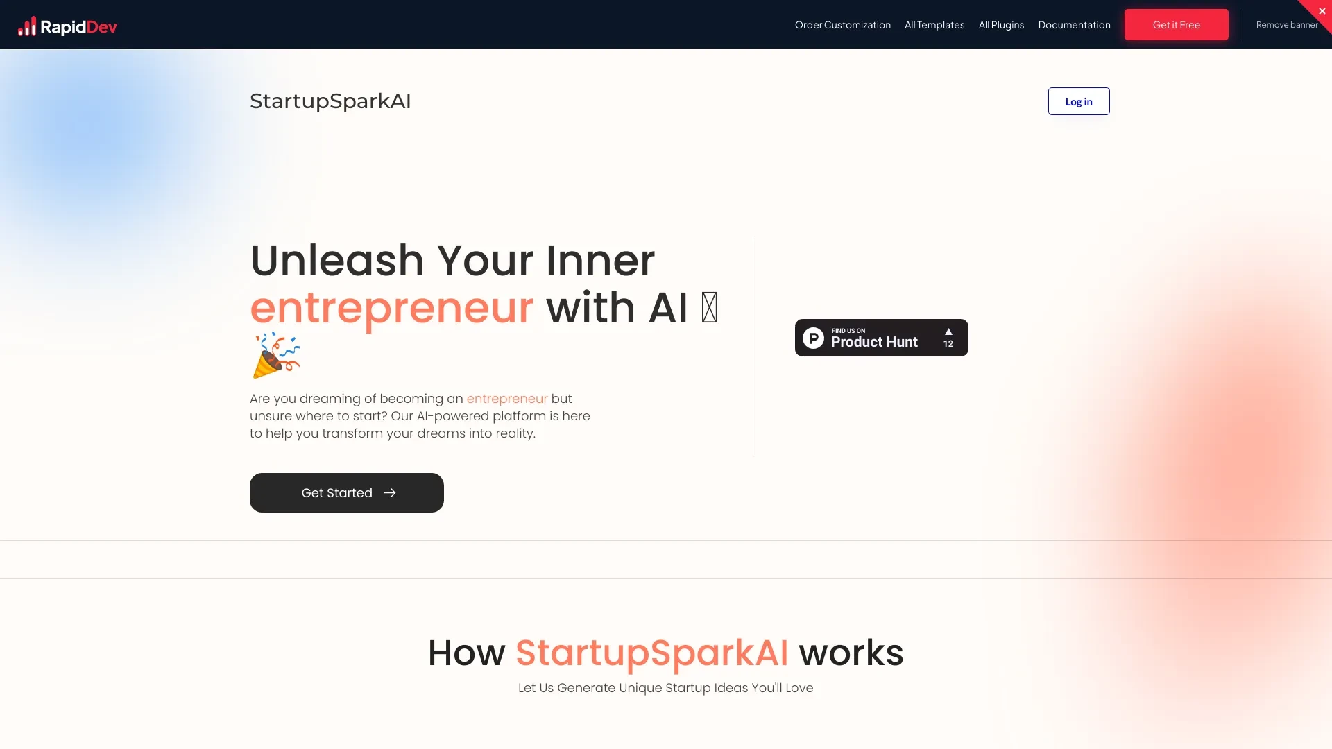 StartupSparkAI website preview