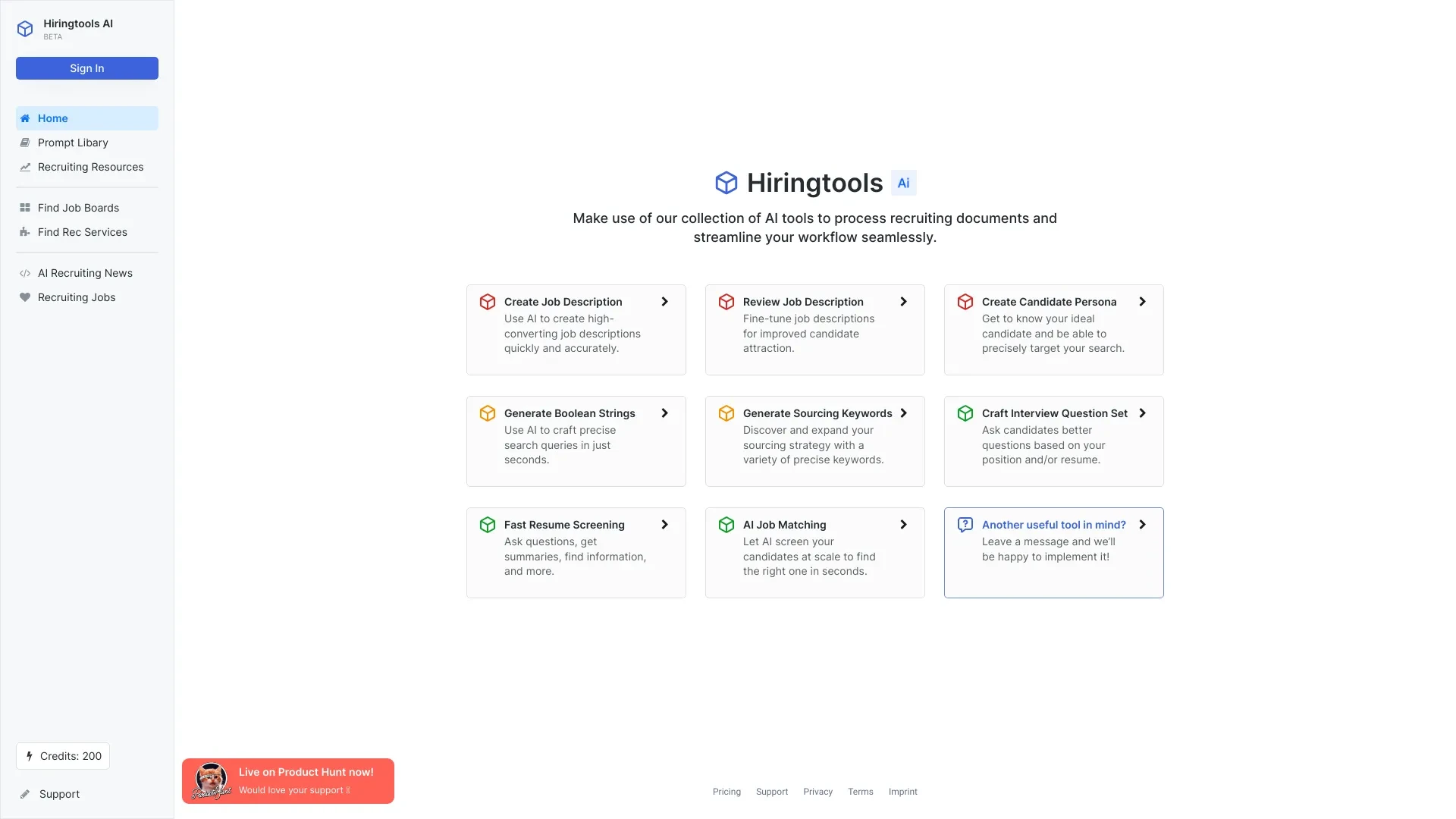 Hiringtools website preview