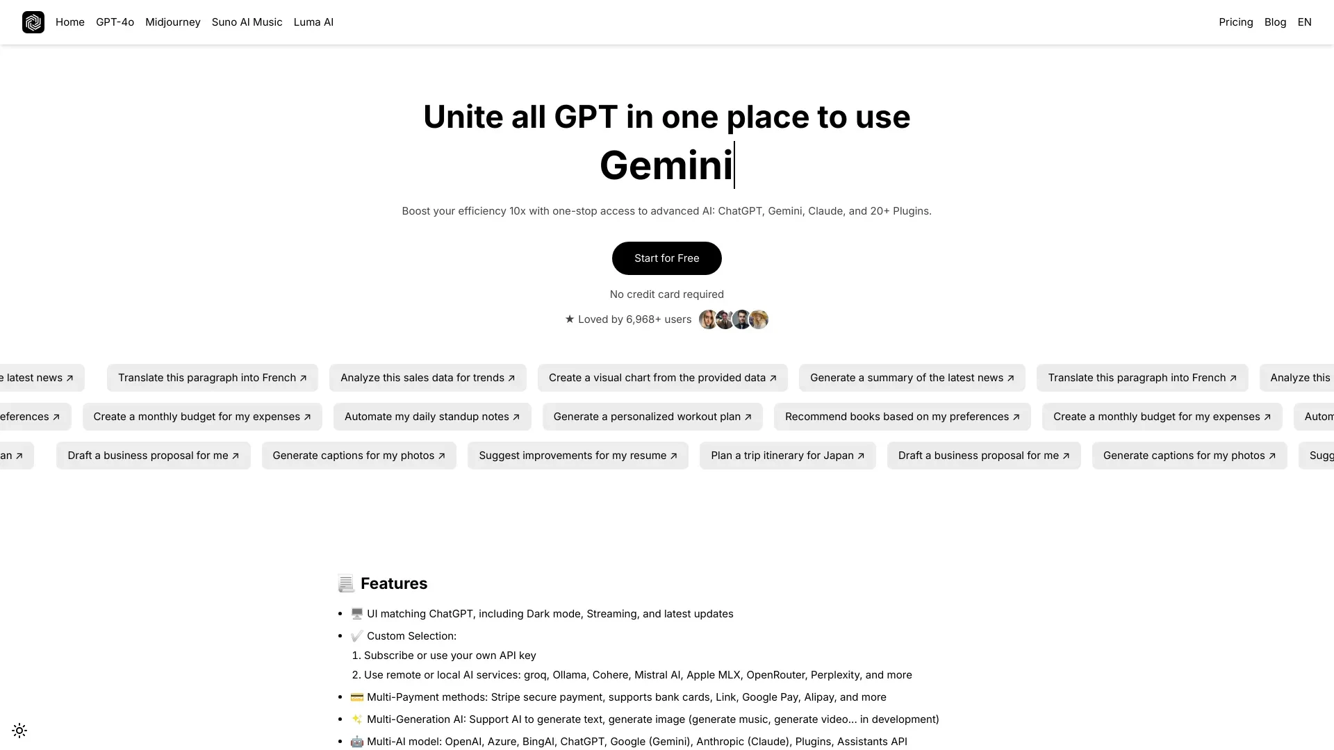 UniGPT website preview