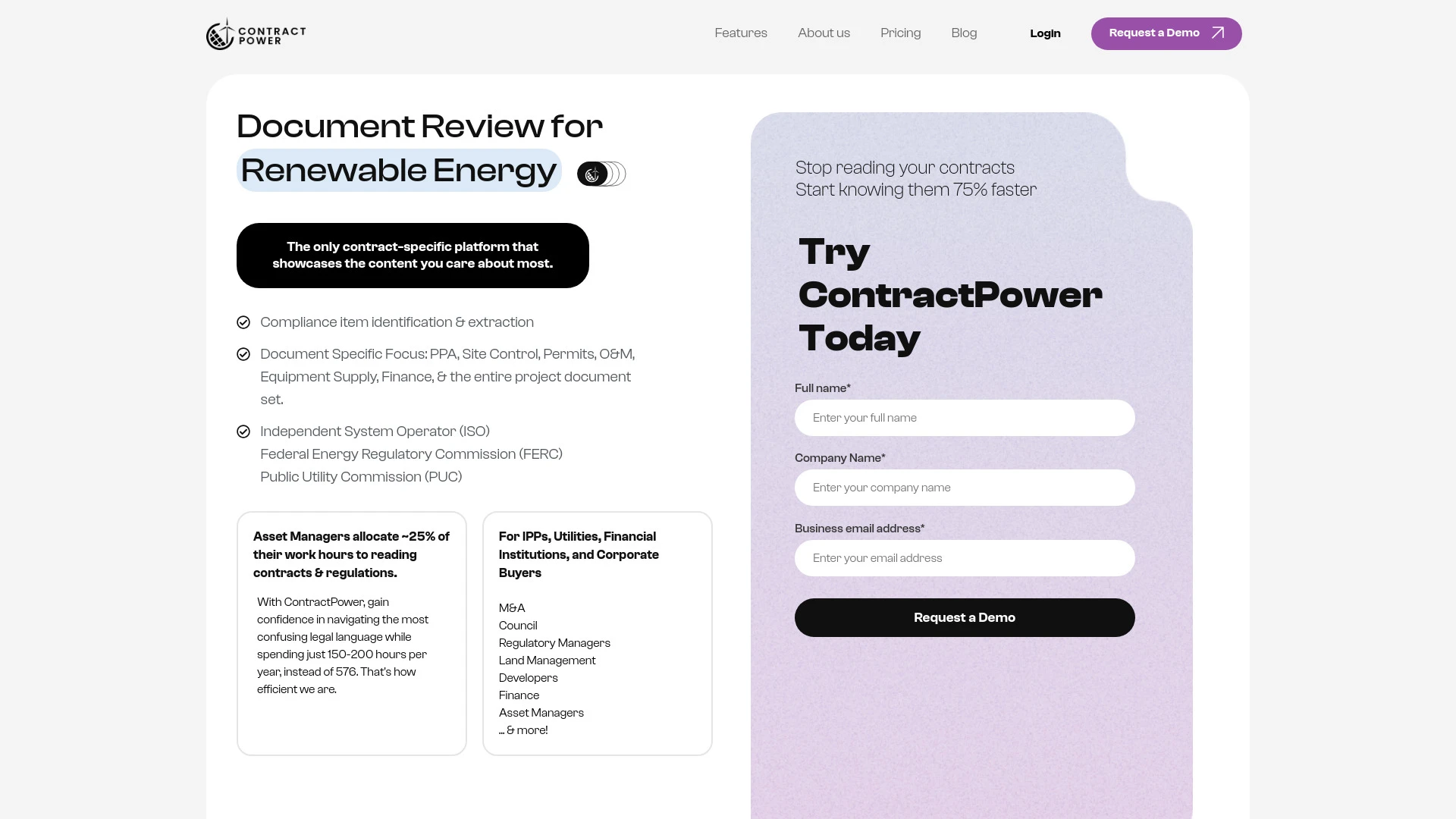 Contract Power website preview