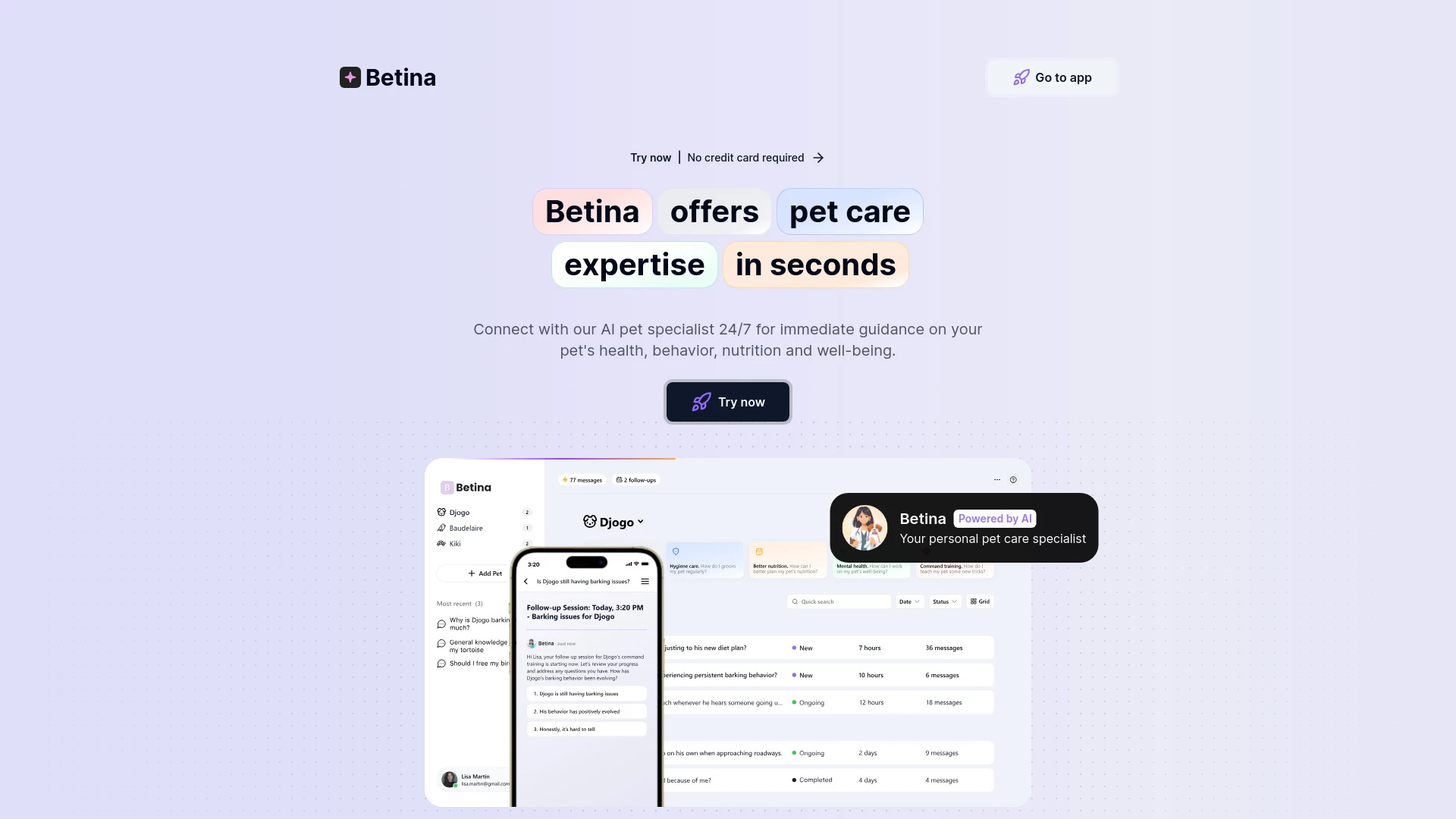 AskBetina.com website preview