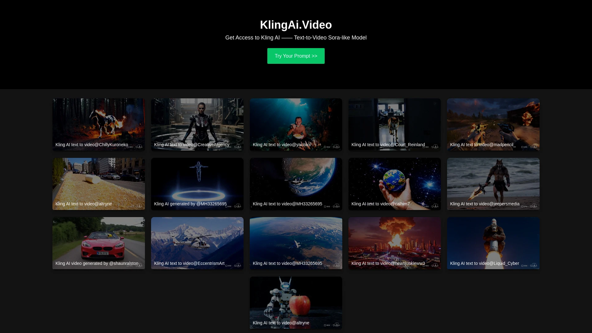 KlingAiVideo website preview