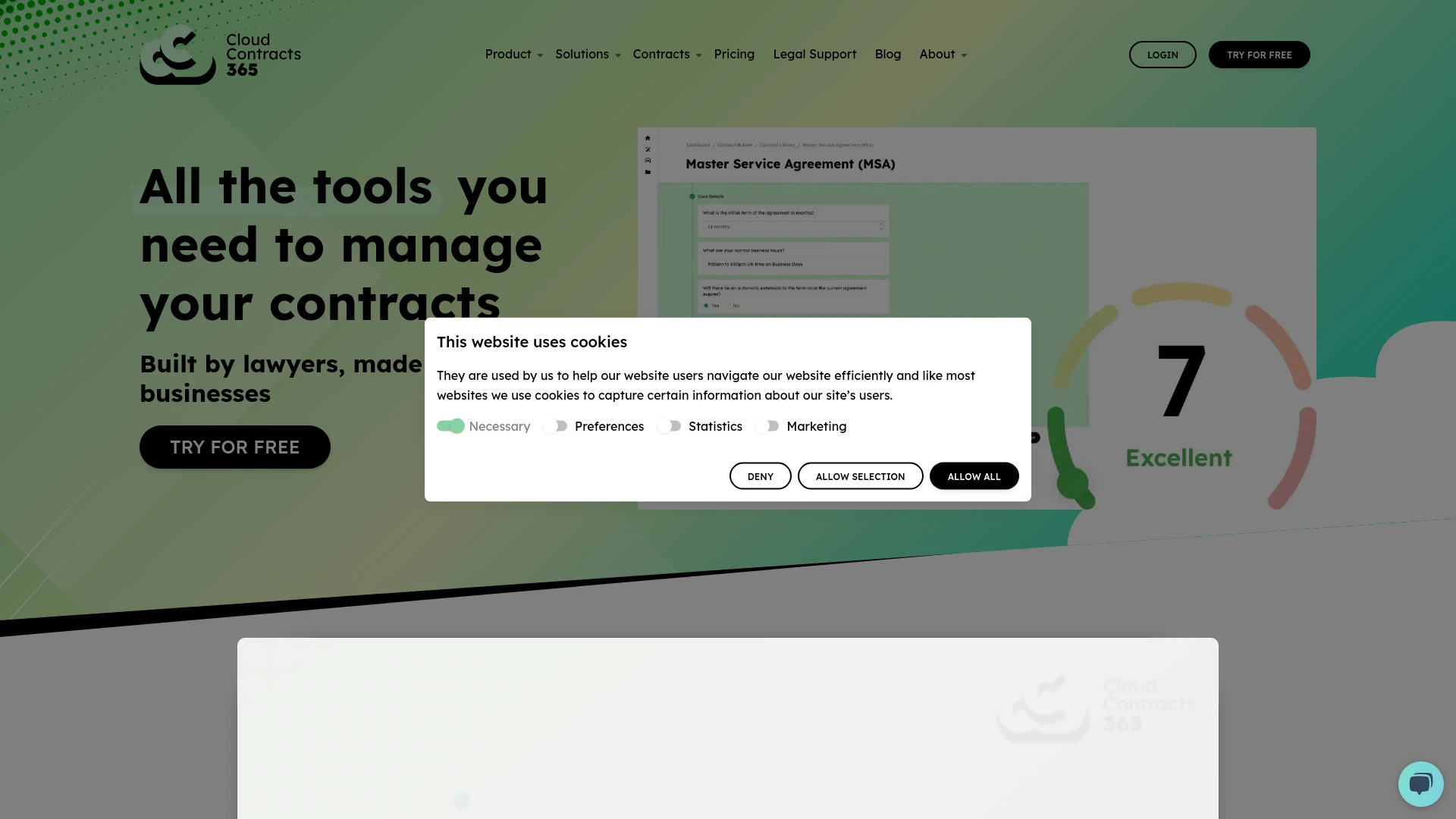 Cloud Contracts 365 website preview