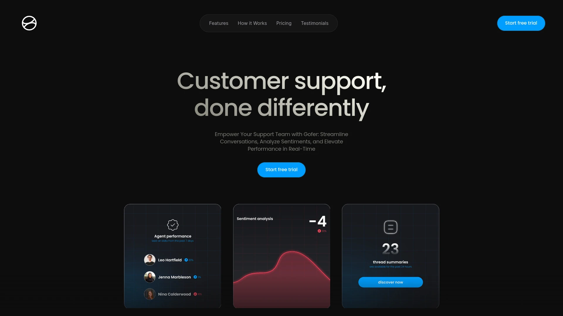 Gofer Customer Support AI website preview