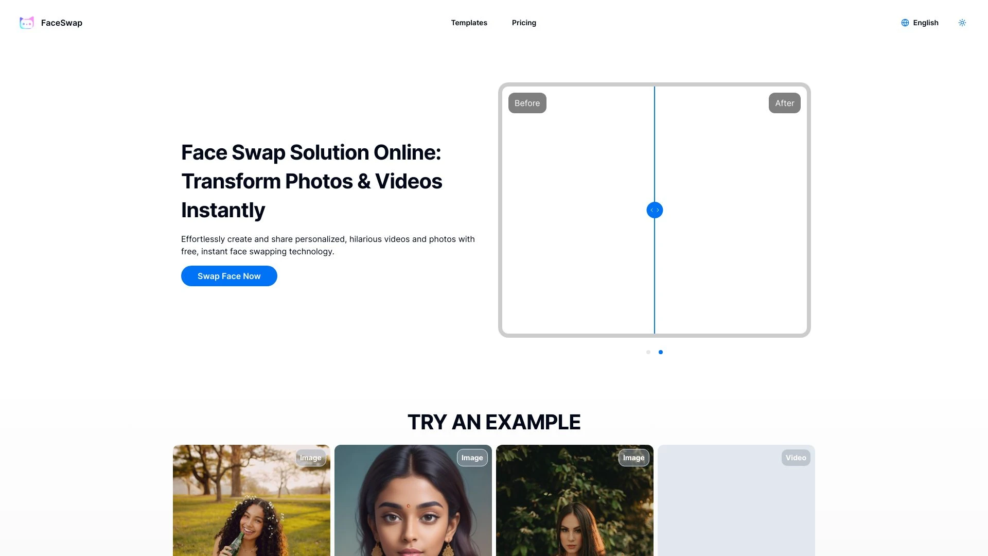 Face Swap Solution Online website preview