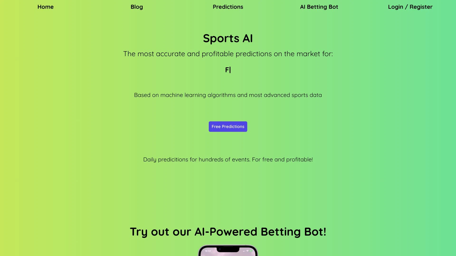 Sports AI website preview